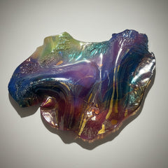 Porcelain Wall Sculpture by Artist Jutta Golas Iridescent, Purple, Orange, Yellow, Blue, Sku: 033587