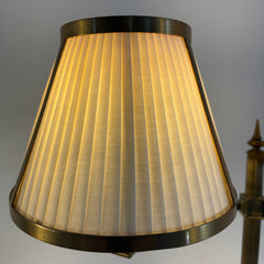 Solid Brass Double-Arm Bouillotte Style Table Lamp with Silk Shades, Sku 034116