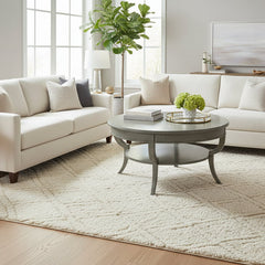 Sherrill Furniture Company, Round Cocktail Table, Lower Shelf and Saber Legs, Stone Colored Finish on Wood, Sku 033626