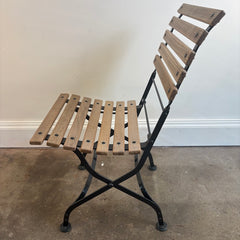 Janus et Cie Set of 5 Garden Chairs, 2 Arm and 3 Side Chairs, Wood and Steel, Foldable, Sku 033944