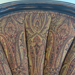 Pair of Vanguard Leather & Paisley Fabric Club Chairs w/ Nailhead Detail & Ebonized Finish, Sku 033715