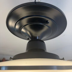 Rejuvenation Hardware Semi Flush Mount Art Deco Light Fixture w/ Tiered Milk Glass Globe, Sku 033993