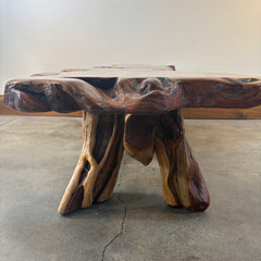 Branch Base Burl Root Top, Teal Epoxy Coffee Table, Live Edge Wood, Sku: 033444