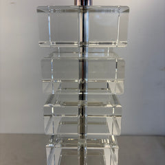Pair of RH Table Lamps Stacked Crystal Squares with Nickel Hardware, Sku 034118