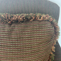 Thomasville Armchairs with Nail Head Detail and Wood Accents Brown and Berry Tweed Upholstery, Sku 033311