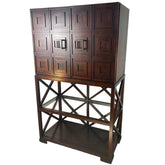 Contemporary Bar Cabinet, Dark Wood with Halogen Interior Light, Sku 033372