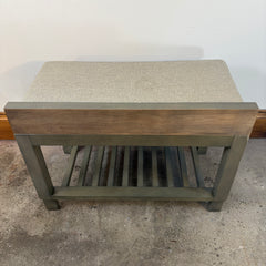 Set of Wood Bench & Two Side Tables With Shelf, Gray Green, Sku: 033385