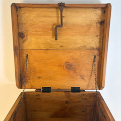 Rustic Hand Crafted Pine and Iron Hinged Box Sourced in Mexico, Sku 033811