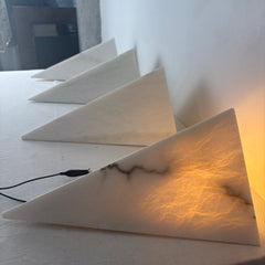 Art Deco Style Diamond Shape Alabaster Wall Sconce, Off White, Sku: 033073