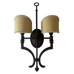Troy Lighting Double Arm Wall Sconce, Demilune Shades, Bronze Finish, Sku: 033319