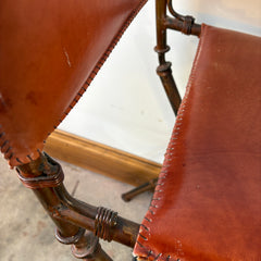 Pair of Metal & Leather Barstools, Spanish Influence, Sku 033378