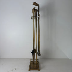 Brass Golf Themed Fireplace Five Piece Tool Set, Brushed Brass, Sku 033085