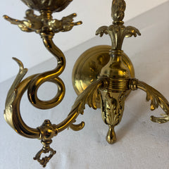 Pair of Double Arm Brass Rococo Style Wall Sconces, Sku 033493