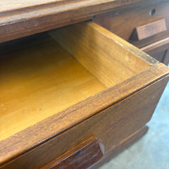 Wooton Rotary Oak Desk, Rotary Cabinet on Right Side, Gallery Rail Front Edge, Sku: 033527