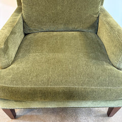 Sherril Moss Green Velvet Armchair w/ Nailhead Detail, Sku 033781