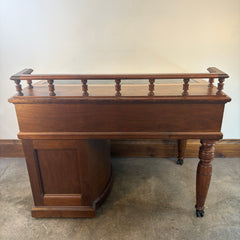 Wooton Rotary Oak Desk, Rotary Cabinet on Right Side, Gallery Rail Front Edge, Sku: 033527