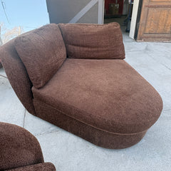 Thayer Coggin 3 Piece Chenille L Shaped Sectional Sofa, Brown, Sku 033633