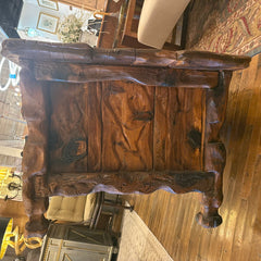 Oversized Log Cabin Style Rustic Carved Wood Desk, Sku 033852