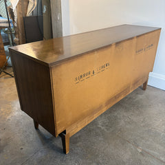 United Furniture Triple Dresser Walnut Finish Faceted Design Detail, Sku 033877