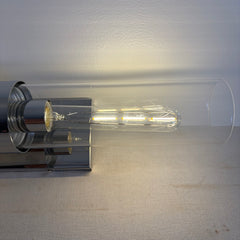NEW Glass and Chrome Capsule Like Wall Sconce Includes Bulbs, Sku 033886