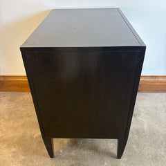 Bernhardt "Aurelia" 3 Drawer Nightstand w/ Champagne Silver Leaf Drawer Fronts & Ebonized Finish, Sku 033679