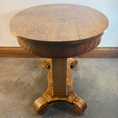 Antique American Empire Tiger Oak Parlor Table, Sku 033716