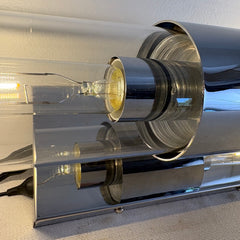 NEW Glass and Chrome Capsule Like Wall Sconce Includes Bulbs, Sku 033886