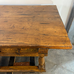 Wood Inlay & Metal Hardware Table, Chefs Table, Secret Compartment, Sku 033369