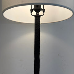 RH Hammered Steel Table Lamp, Dark Bronze Finish, White Linen Drum Shade, Sku 033972