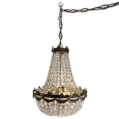 Regency Style Crystal Basket Chandelier, 1950's - 1960's, SKU 033708