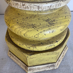 Knob Creek Design Barley Twist Carved Wood Painted Table Lamps in Marigold Yellow, Sku 033660
