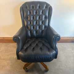 Hancock & Moore Black Leather Executive Desk Chair, Tufted Back and Seat, Swivel, Sku: 033709