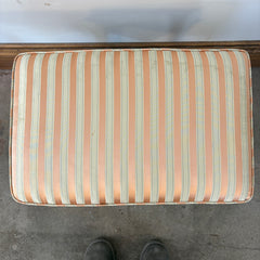 Matte Brass X Base Bench, Silk Stripe, Peach & Ivory, Sku 033360