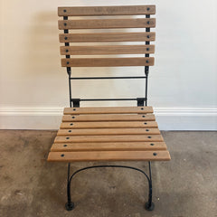 Janus et Cie Set of 5 Garden Chairs, 2 Arm and 3 Side Chairs, Wood and Steel, Foldable, Sku 033944