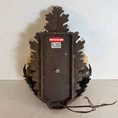 Pair Dana Creek Designs Double Arm Wall Sconce, Rusty Patina, Brass, Deer, Oak Leaf Motif, SKU: 033965