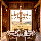 Vintage Florentine Style Carved Wood & Gilt Metal Chandelier, Sku 034087