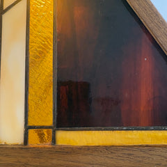 Mission Style Stained Glass Lamp Handmade Walnut Bases by Artist, John May, Sku: 033655