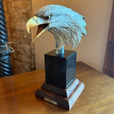 "Freedom" by Frank D. Vita Bronze Eagle Head on Marble & Walnut Base, Sku 033951