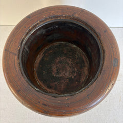 Turned Wood & Copper Charcoal Heater/Hibachi, Sku 034015