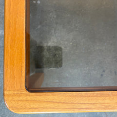 Made in Denmark Teak Wood Coffee Table with Smoked Glass Insert, 034108