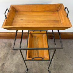 Double Tier Tray Table, Iron and Wood, Sku 033368