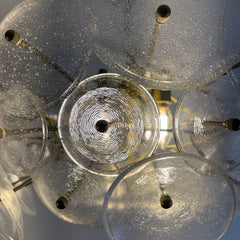 Pebble Glass Disk Chandelier on Gold Structure, Sku 033996