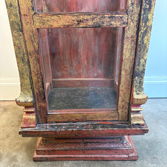 Red and Gold Vitrine with 2 Glass Shelves, Sku 033938
