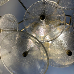 Pebble Glass Disk Chandelier on Gold Structure, Sku 033996