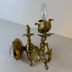 Pair of Double Arm Brass Rococo Style Wall Sconces, Sku 033493