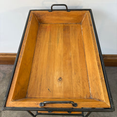Double Tier Tray Table, Iron and Wood, Sku 033368