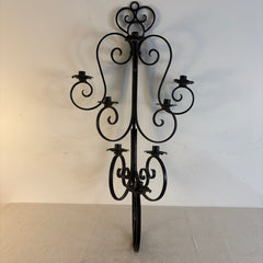 Wrought Iron Wall Sconce Scroll Motif Holds Eight Candles, Sku 034123