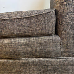 Upholstered Bench with Skirt and High Arms Brown Tweed Fabric, Sku 034041
