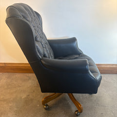 Hancock & Moore Black Leather Executive Desk Chair, Tufted Back and Seat, Swivel, Sku: 033709