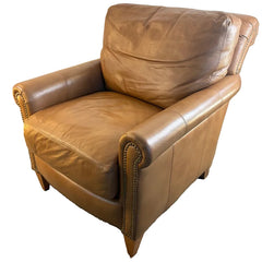 Bradington Young Putty Leather Armchair w/ Nailhead Detail, Sku 033673